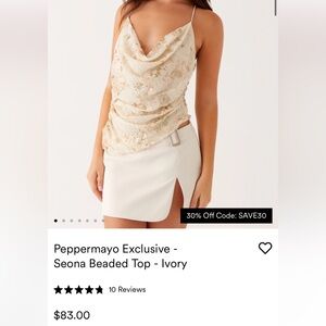 Peppermayo Seona Ivory Beaded Tank Top